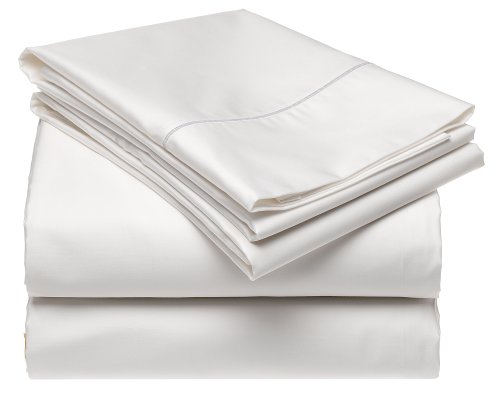 Renaissance Collection 600-Thread-Count Cotton Sateen Queen Sheet Set, White