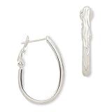Bridge Jewelry Sterling Silver Zigzag Pattern Hoop Earrings - Silver