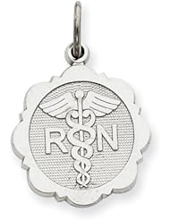 14k White Gold Registered Nurse Disc Charm