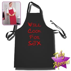 Will Cook For Sex Printed Funny Apron, Red Print, Navy Apron