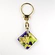 Murano Glass Keyring Jewelry - Square L Blue/Gold Style3