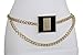 TFJ Women Gold Metal Chain Belt Hip High Waist Black Square Charm Buckle XS S M