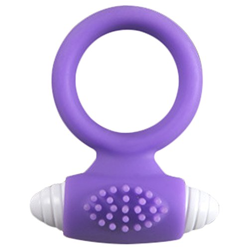 Moonar®Male Silicone G-spot Vibrating Vibrator Cock Penis Ring with Clitoral Stimulator(Purple)