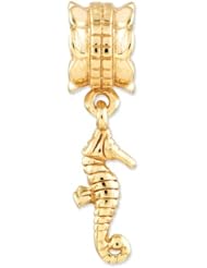 Sterling Silver Gold plated Reflections Sea Horse Dangle Bead