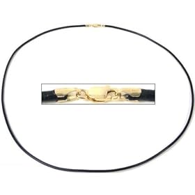 Leather Cord Necklace Black 16"