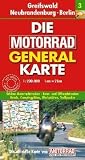 Motorrad Generalkarte Deutschland Greifswald, Neubrandenburg, Berlin 1:200 000