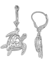 Aloha Turtle Earrings in 14K White Gold - Extra Extra Small