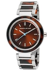 Kenneth Jay Lane Womens KJLANE-2015  Brown Sunray Dial Stainless Steel and Brown Tortoise Resin Watch
