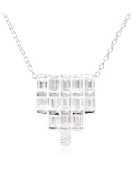 Sterling Silver Simulated Diamond Baguette Pendant Necklace, 18"