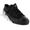 W89 New Ladies Black Canvas Trainer Pump Shoes Size 3-9