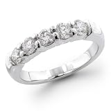 14K White Gold 1.00 ctw. Five - Stone Diamond Wedding / Anniversary Band (G-H;SI1-2)