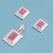 Sterling Silver Pendant and Earrings Set - Pink CZ