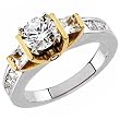 14K Two Tone Diamond Engagement Ring (Center stone is not included)