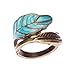 Vintage Boho Style Fashion Bronze & Blue Leaf Winding Wrap Finger Ring