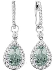 2.19Ct Amethyst & VS Diamonds Dangling Earrings 14K Gold