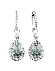 2.19Ct Amethyst & VS Diamonds Dangling Earrings 18k Gold