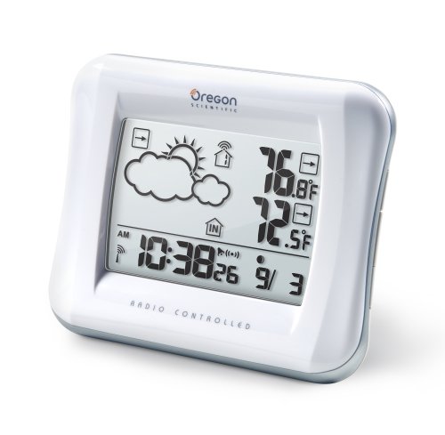 Oregon Scientific Weather Forecaster with Temperature Display and Self-Setting Atomic Clock
