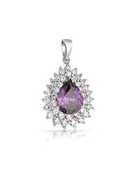 Bling Jewelry Vintage Amethyst Color CZ Teardrop 925 Sterling Silver Pendant