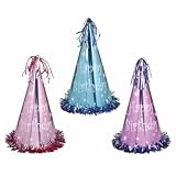 Beistle 60618 - Fringed Pastel Foil Happy Birthday Party Hats- Pack of 12