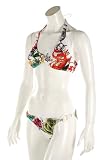 Women's Christian Audigier Crown Geisha 2 piece Bikini w/Ring Swimsuit In White