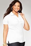 415Zxq%2B1GuL. SL160  Avenue Plus Size Basic Short Sleeve Ruched Polo