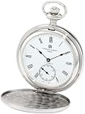 Charles-Hubert, Paris 3907-WR Premium Collection Stainless Steel Polished Finish Double Hunter Case Mechanical Pocket Watch