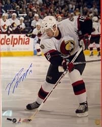 Jason Spezza Signed 16X20 Unframed - White With Puck-V