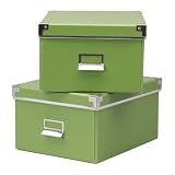 A4 Paper Storage Boxes With Lid (Width 28cm X Depth 35cm X Hight 18cm) Green - Pack of 4