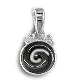 Sterling Silver Rainbow Obsidian Swirl Pendant by Sajen