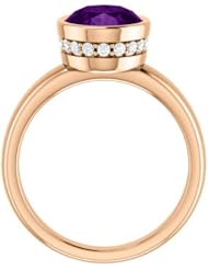 14K Rose Gold 10.00x8.00mm Oval Cut Amethyst and Diamond Ring -- LIFETIME WARRANTY