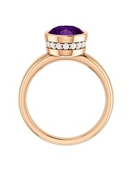 10K Rose Gold 10.00x8.00mm Oval Cut Chatham Created Alexandrite and Diamond Ring -- LIFETIME WARRANTY