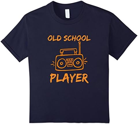 Kids Old School Player Boom Box Radio Cassette Distressed T Shirt 8 Navy
