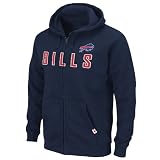 NFL Buffalo Bills Classic Heavyweight Full Zip Jacket Adult Long Sleeved Fullzip Fleece with Hood, Traditional Navy, Large
