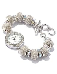 Geneva Platinum 12799312 Womens Rhinestone Toggle Watch - AB WHITE