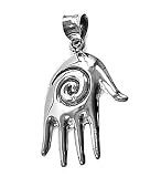 Sterling Silver Hamsa Twirl Design Pendant