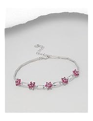 Violet Red (Ruby) CZ Bracelet In 92.5 Sterling Silver