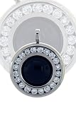 Black Acrylic Stainless Steel and Cubic Zirconia Round Pendant
