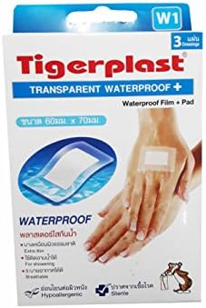 2 packs of Tigerplast Transparent waterproof. Waterproof, acrylic adhesive latex free, transparent film, absorbent pad, non-stick pad, 60 mm. x 70 mm. (3 dressings/ pack)