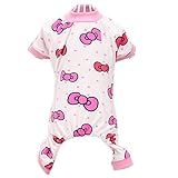 Urparcel Puppy Pet Dog Cotton Pajamas Cartoon Printed Clothes Jumpsuit Shirt (S(Tag:M), Rose)