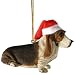 Sandicast Basset Hound with Santa Hat Holiday Ornament