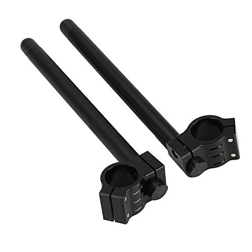 KanSmart NEW Universal 35mm CNC Raised Motorcycle Clip Ons Fork Handlebars for 1969-1982 Honda Suzuki Yamaha (35mm, Black)
