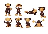 Monkey Madness Figures - Small Plastic Monkey Figures - Set of 8