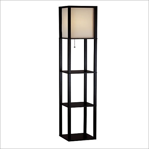 Adesso Wright Shelf Floor Lamp - Black Walnut Finish