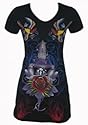 Melis T-Shirt Longshirt/Minikleid BIRDS 5250 mit Glitzer Print schwarz