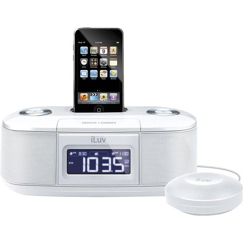 iLuv iMM153WHT Dual Alarm Clock with Bed Shaker for your iPod - White