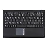 KEYSONIC ACK-540U+ Mini-Tastatur schwarz flacher Bauform Touchpad SoftTouch Funktionstasten USB Plug und Play (DE)