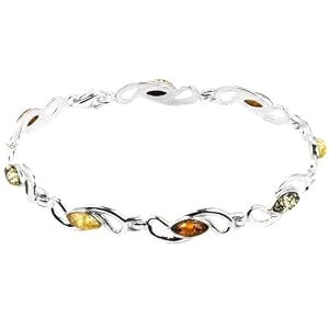 Amber by Graciana - 40524 - Bracelet Femme - Marquise - Argent 925/1000 - Ambre Multicolore - 20cm