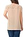 Allegra K Women's Lace Panel Upper Semi Sheer Yoke Short Sleeves Blouse XL Pink