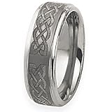 Chisel Tungsten Ring with Celtic Knot Design (8.0 mm) - Sizes 7-13
