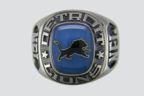 Detroit Lions Large Classic Ring, Size 10 1/2 Silvertone